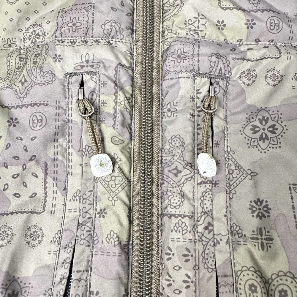 Stüssy Authentic Gear Puffer Thermolite Jacket Paisley Bandana Camo Green Mens L - Picture 7 of 9